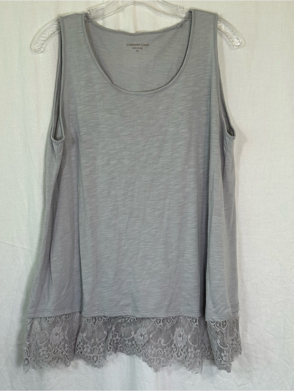 Coldwater Creek Sz XL Lace Trimmed Scoop Neck Sleeveless Tank Top